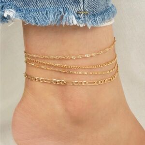 Fashion Jewelry 4pcs Minimalist Anklet